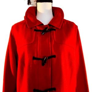 OLD NAVY RED HOODED TOGGLE CLOSURE WOOL PEACOAT XL